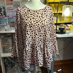 BNWT Listicle Large Dalmatian print dressy top